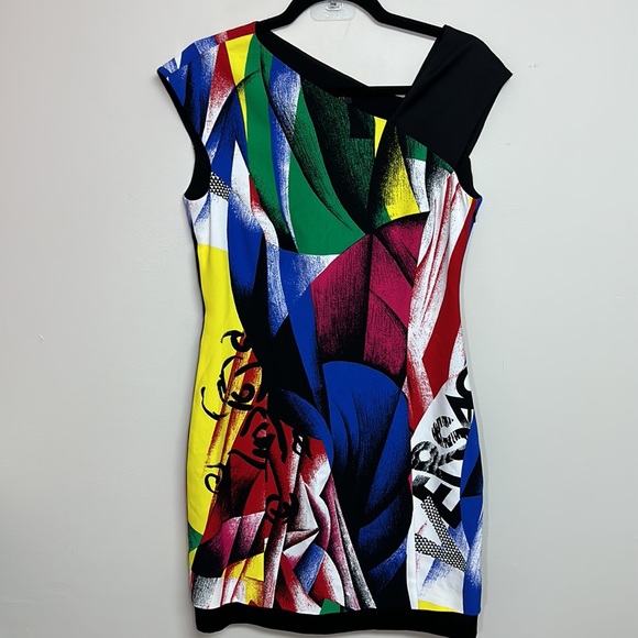 Versace Abito Donna Cocktail Dress Abstract Clash Print Size 44 NWT - Picture 7 of 15